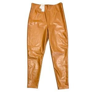 NWT Abercrombie & Fitch Classic Vegan Leather Leggings Pants Caramel